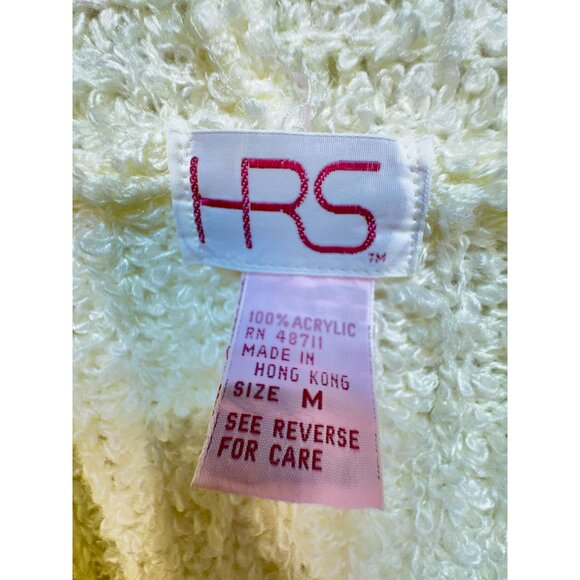 Vintage HRS Women's Open Front Cardigan Acrylic Sweater Knit Soft Size M Ivory - Picture 2 of 11
